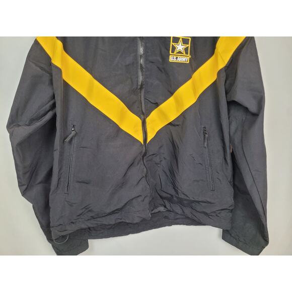 US Army Unisex PT Windbreaker Sz M Official Uniform Black Yellow Full Zip Jacket - Picture 3 of 9